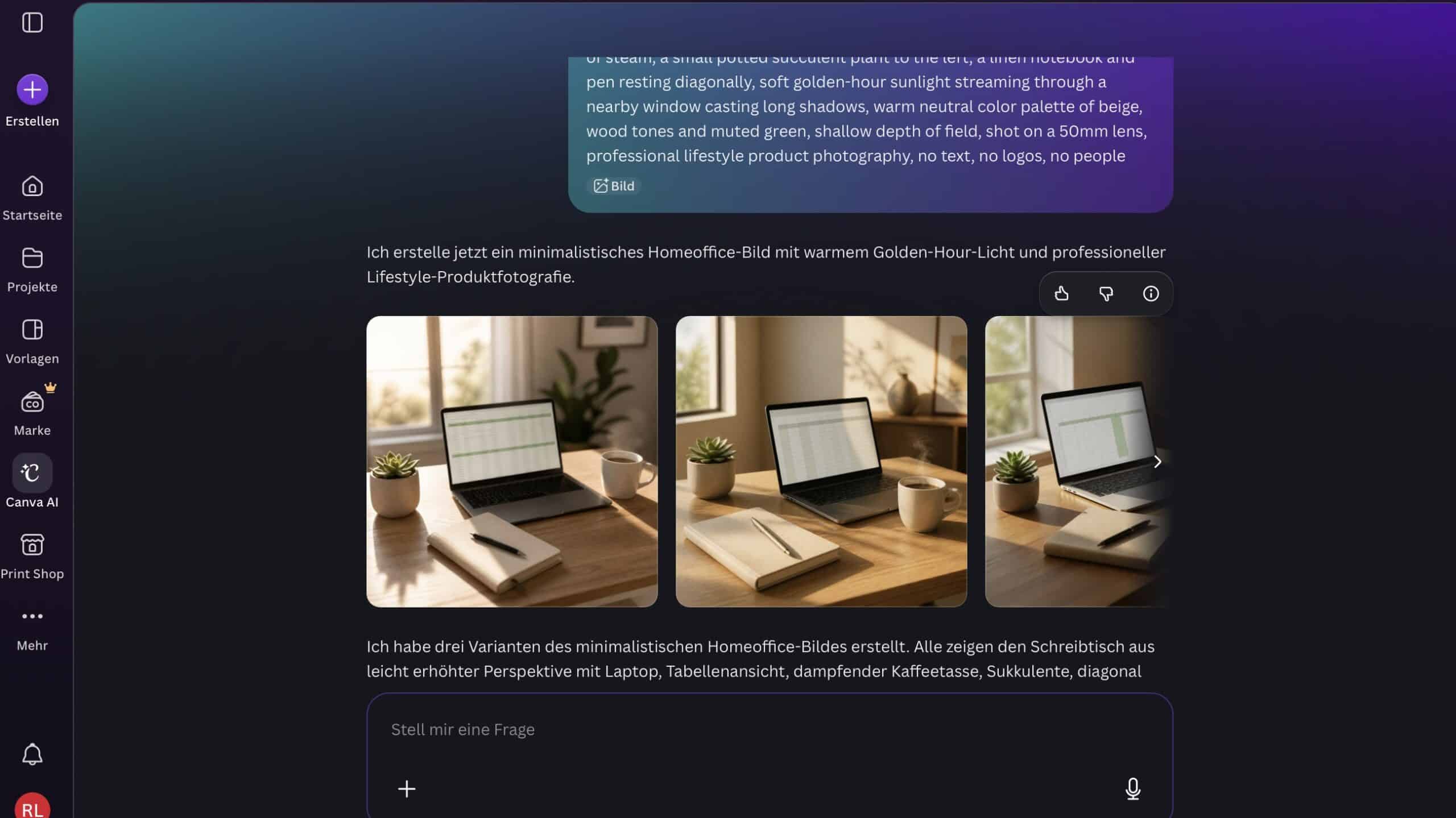 KI-Bild eines Homeoffice-Schreibtisches, erstellt mit Canva