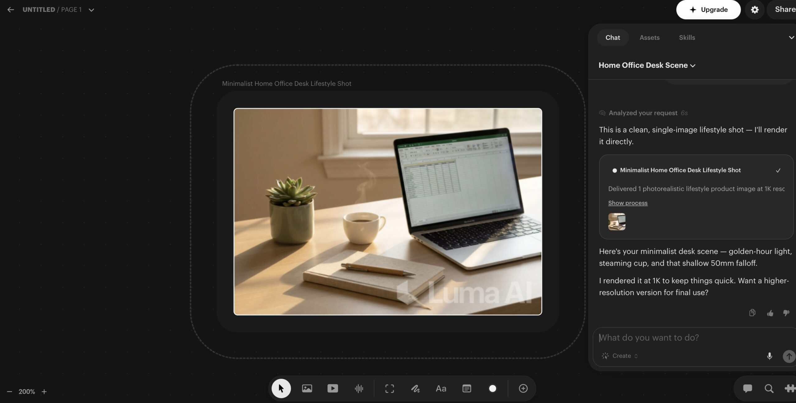 KI-Bild eines Homeoffice-Schreibtisches, erstellt mit Luma AI