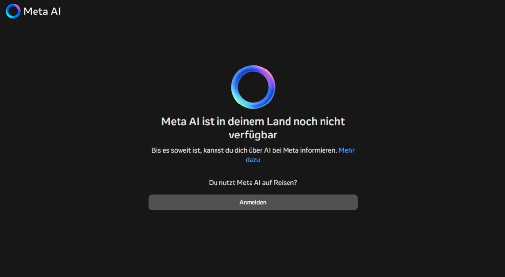 Meta AI ist in der EU nicht verfügbar