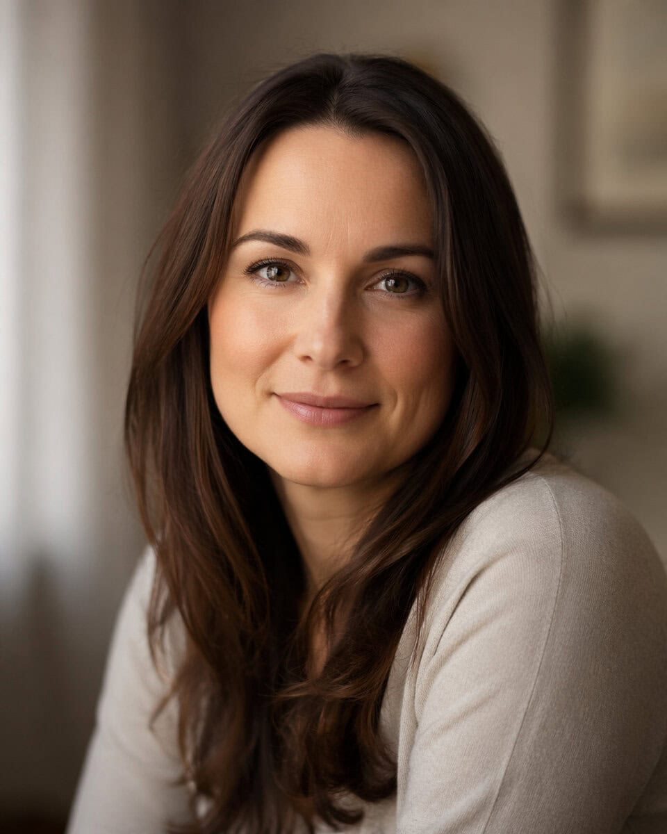 ChatGPT Bild erstellen: Porträt einer Frau mit Bokeh-Hintergrund, fotorealistisch