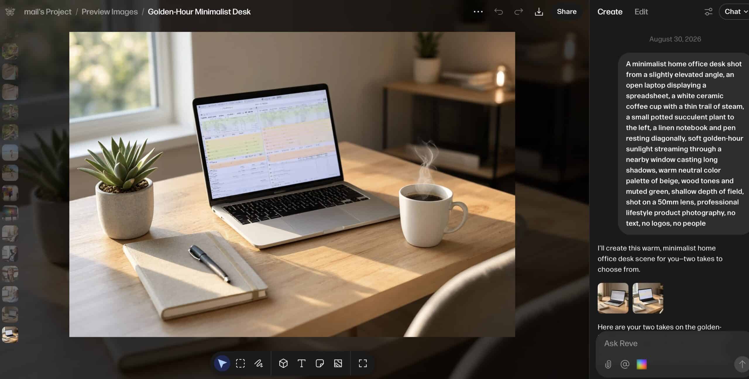KI-Bild eines Homeoffice-Schreibtisches, erstellt mit Reve