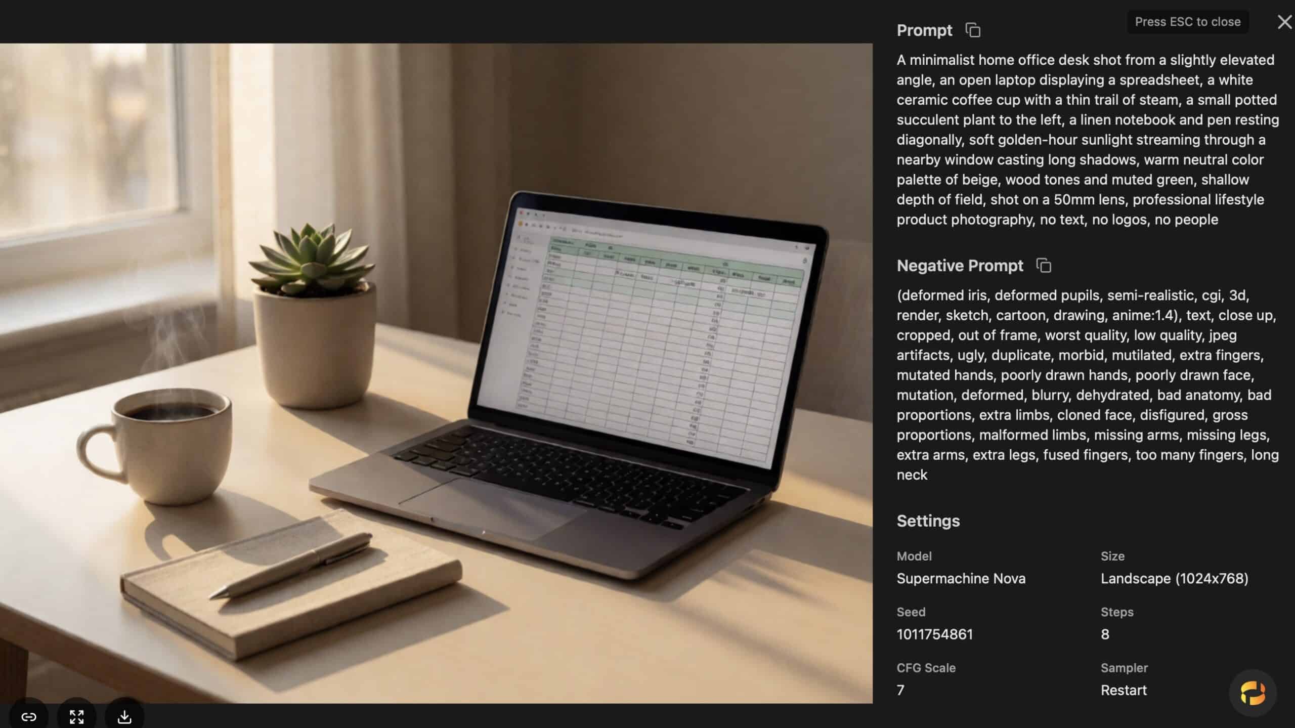 KI-Bild eines Homeoffice-Schreibtisches, erstellt mit Supermachine