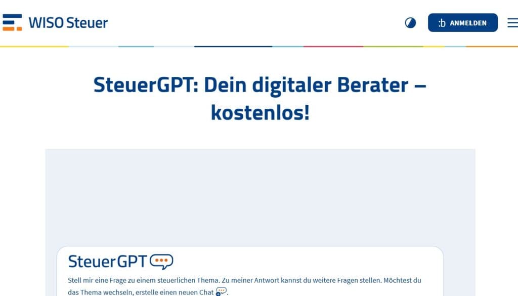 Das Bild zeigt die WISO Steuer GPT