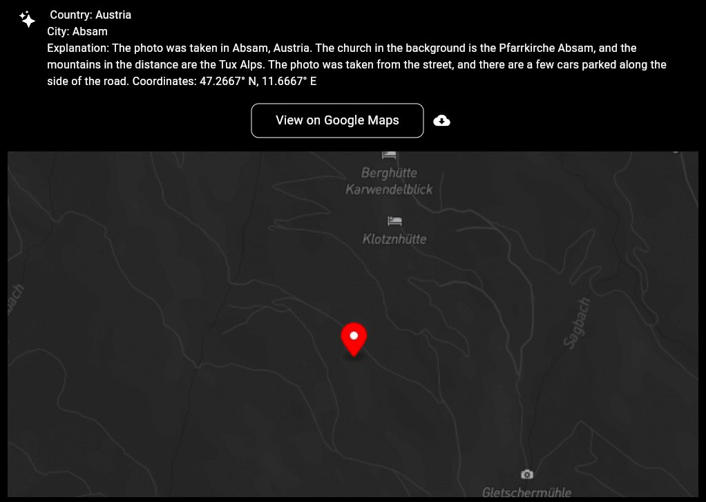 GeoSpy.ai gibt als Aufnahmeort Absam / Österreich an.